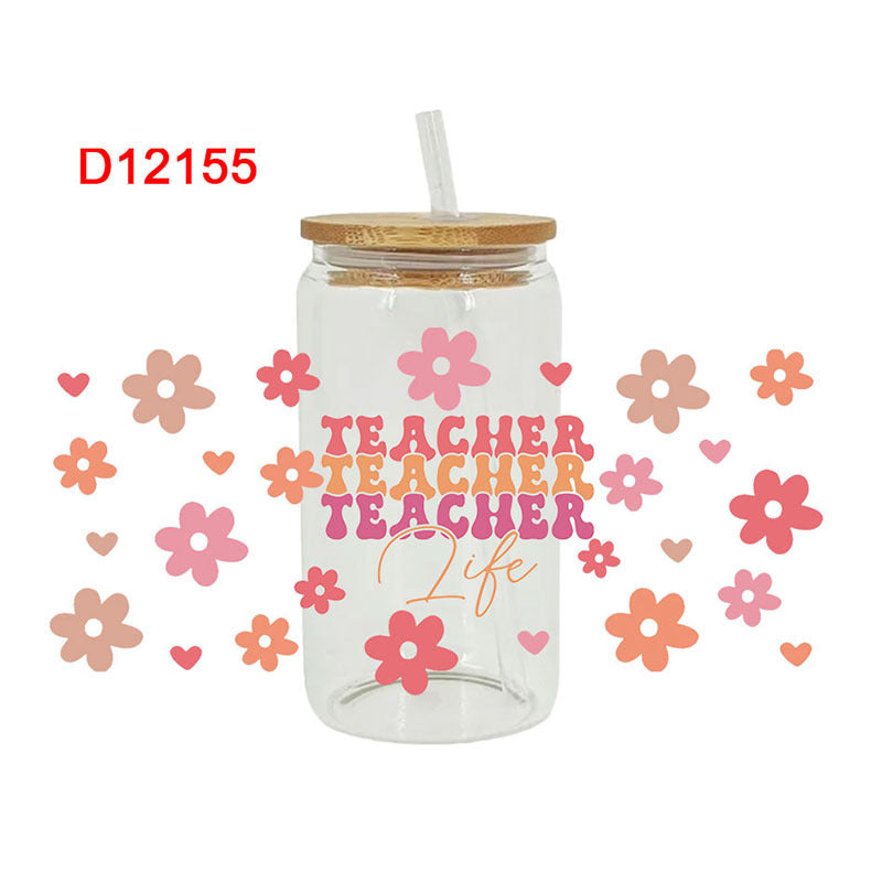 Wholesale Colorful Teacher's Day Series  16oz Cup UV DTF Wraps