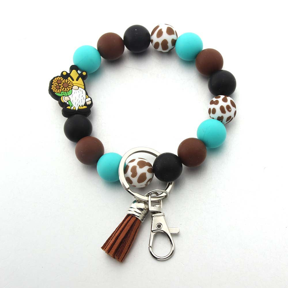 Wholesale Cartoon Animal Western Cowboy Silicone Tassel Bracelet Keychain