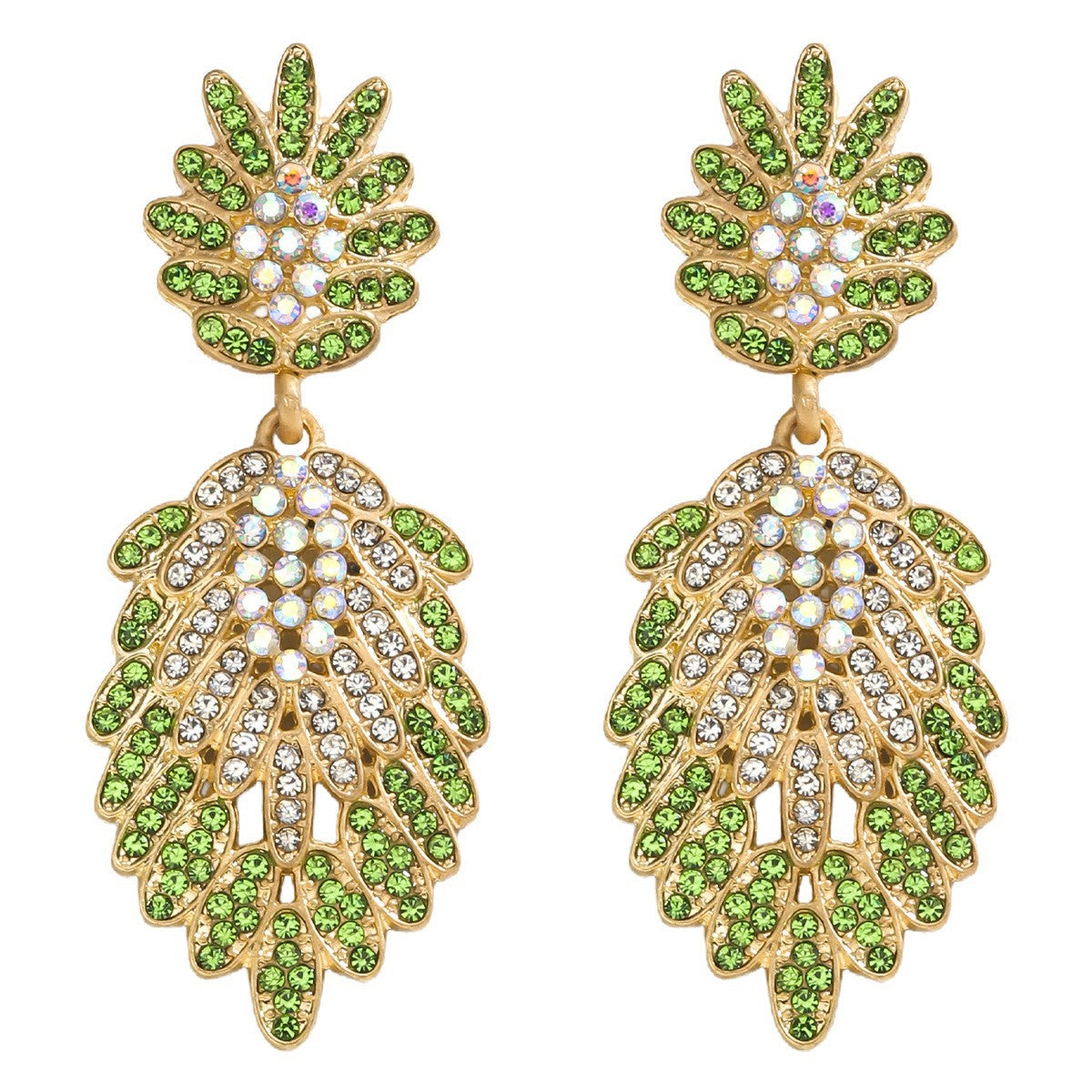 Wholesale Geometric Water Drop Love Petals Leaves Diamond Earrings