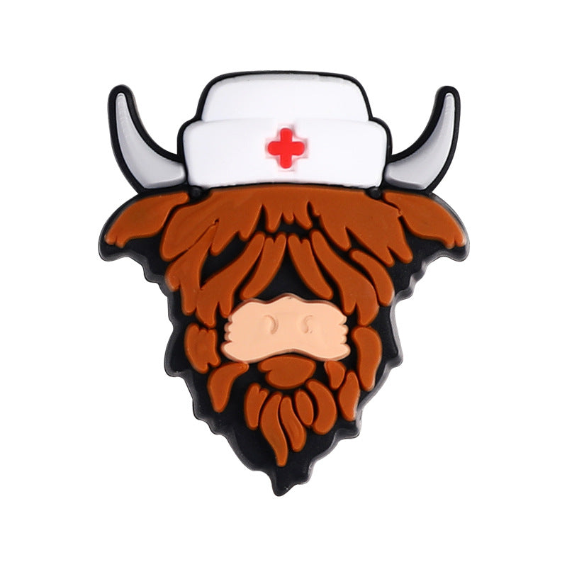 Wholesale 20pcs Cartoon Highland Cattle Children's Food Grade Animal Teether Mixed Nurse Silicone Beads