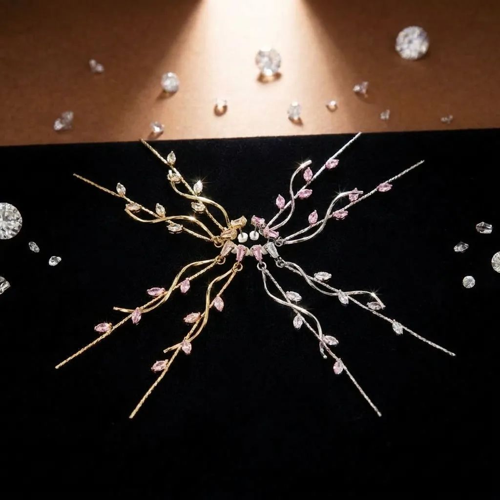 Wholesale Modern Twisted Rhinestone Tassel Earrings For Women Zinc Alloy Party Wear Jewelry Accessory