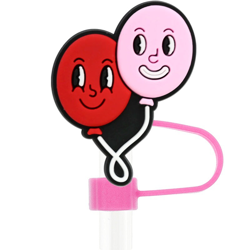 Wholesale Random 100pcs Valentine' s Day 10mm Universal Soft Rubber Decorative  Straw Tube Cap