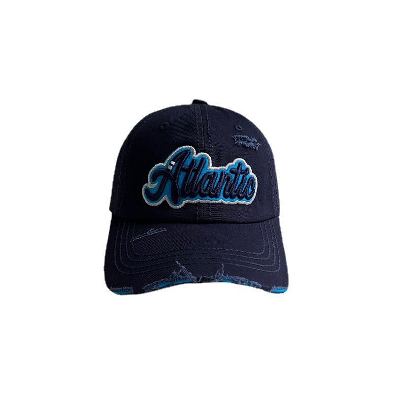 Wholesale Washed denim ripped baseball cap for women summer all-match street letter embroidered cap