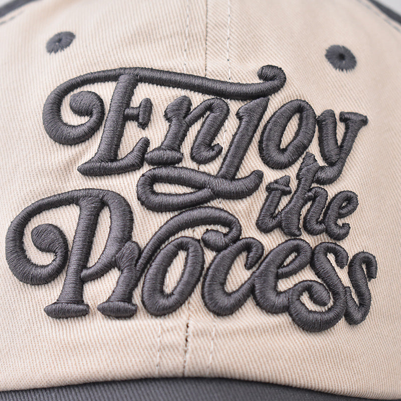 Wholesale Pure Cotton Washed Distressed Color Block Small Letter Baseball Cap