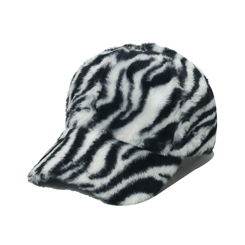 Wholesale Faux Rabbit Fur Leopard Plush Baseball Cap