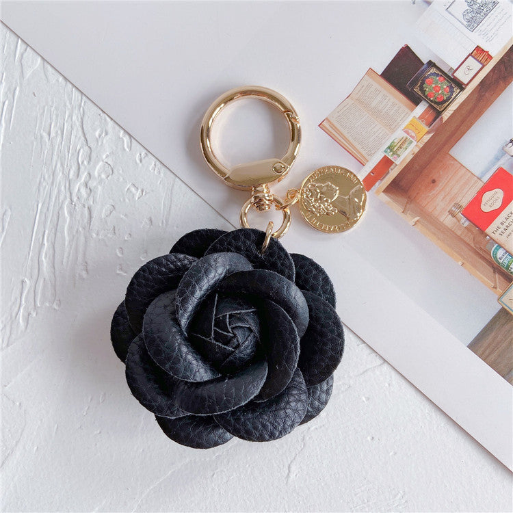 Wholesale Fashion leather Camellia car keychain