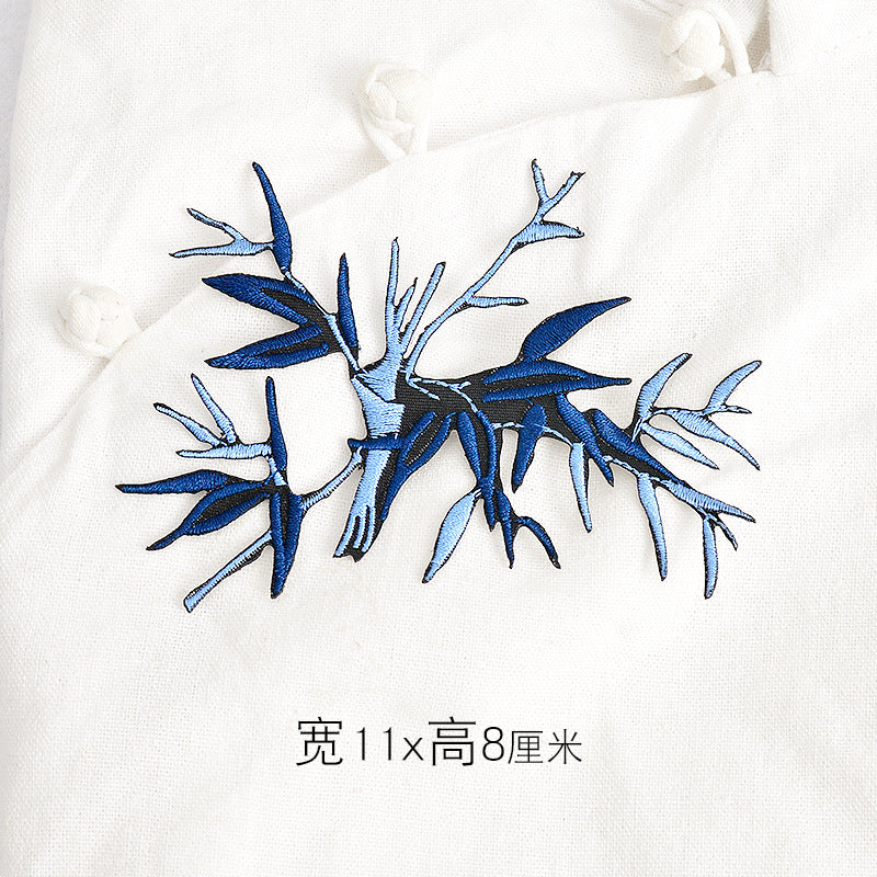 Wholesale Ethnic Bamboo Embroidery Patch Polyester Cotton Adhesive Backing Fashion Accessory For Clothing And Cheongsam Decor