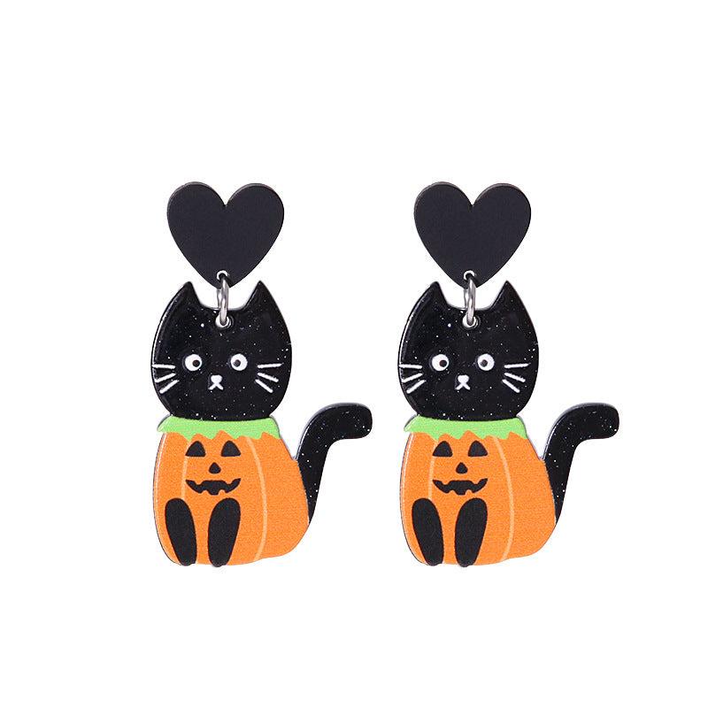Wholesale  Acrylic Pumpkin Ghost Skull Drop Earrings For Women Party Wear Jewelry Accessory Gift Boutique Resale