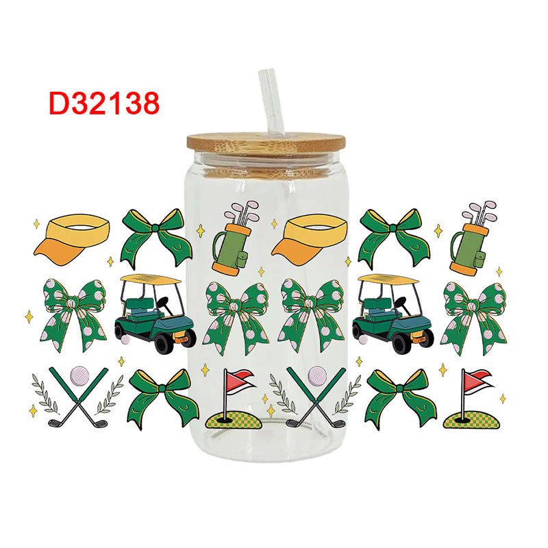 Wholesale Colorful Ball Bow Cartoon 16oz Cup UV DTF Wraps