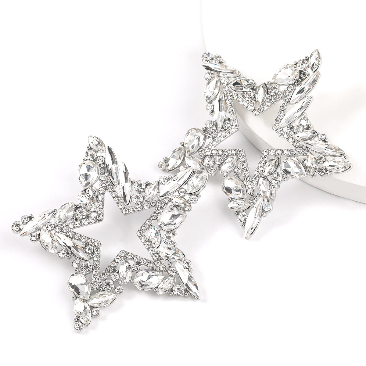 Wholesale Super Flash Claw Chain Rhinestone Diamond Pentagram Earrings