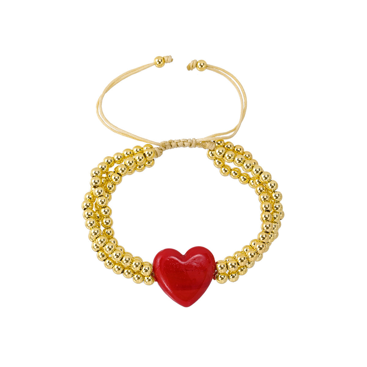 Wholesale Liuli heart-shaped peach heart multi-layer bead weaving bracelet