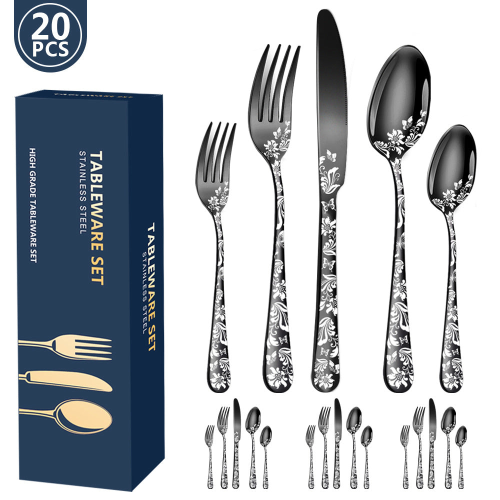 Wholesale Patterned Stainless Steel Tableware Sets