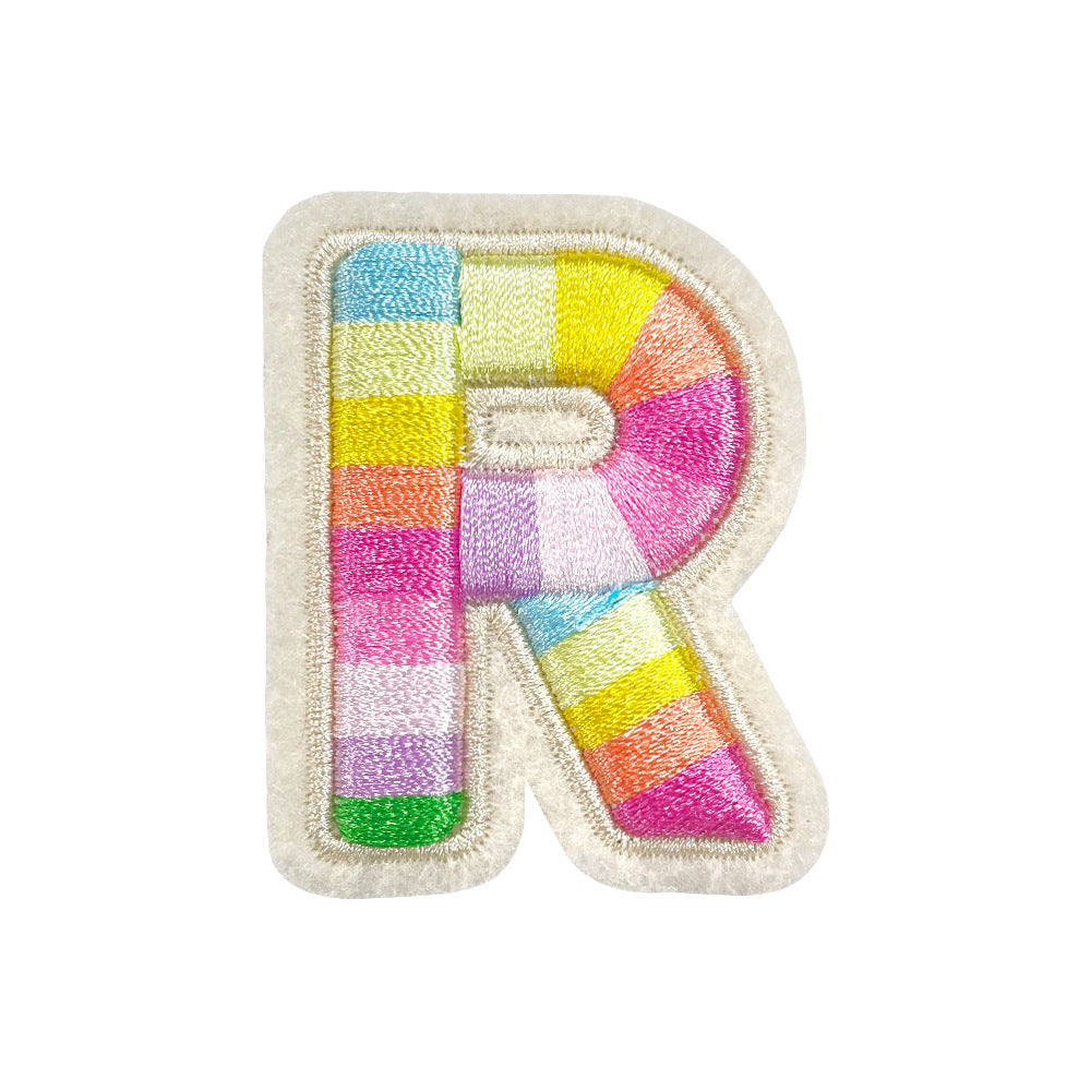 Wholesale Rainbow 3D Embroidered 26 Alphabet Letter Patches Self Adhesive DIY Fashion Accessory For Shoes Hats