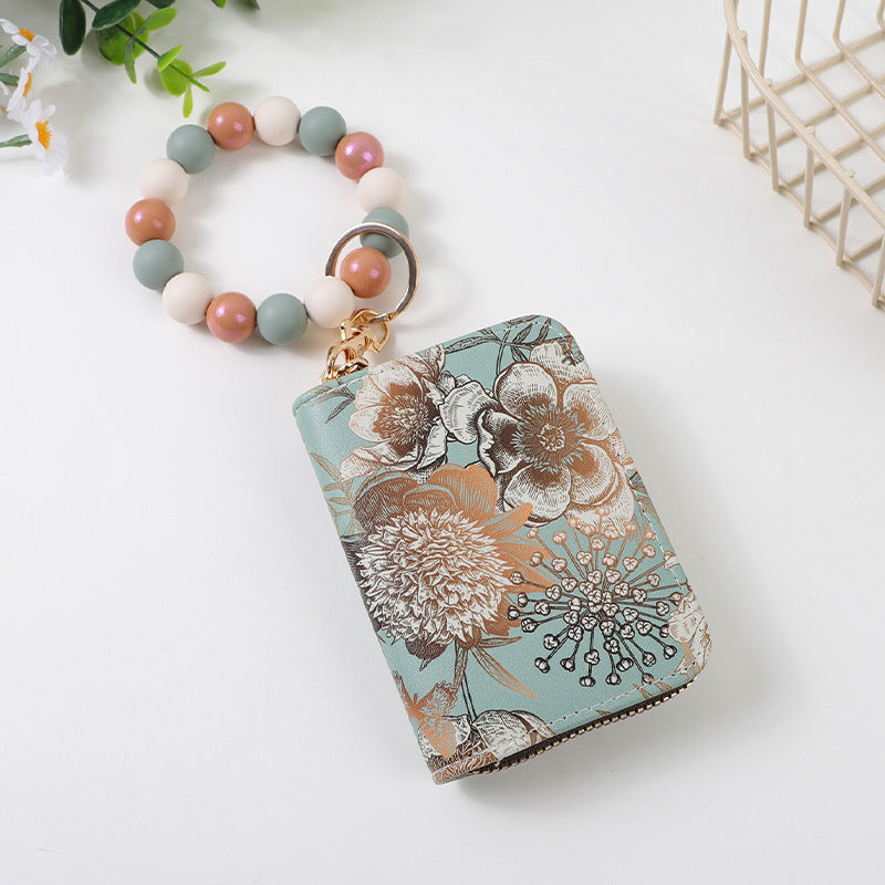 Wholesale printing  card organ storage bag change card clip bag haze silicone beads beaded