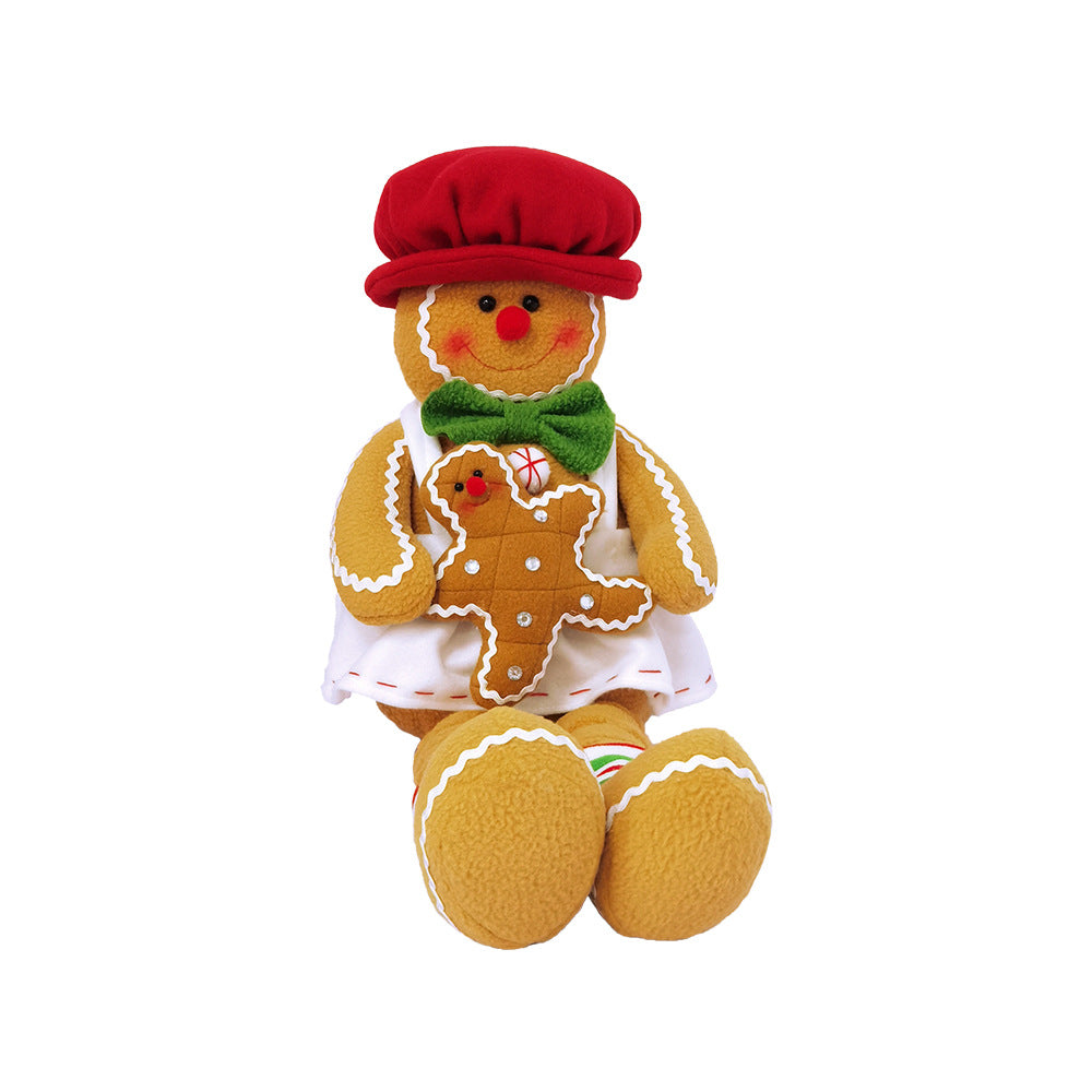 Wholesale New Christmas Decorations Flannel Long Legs Gingerbread Man Window Decoration New