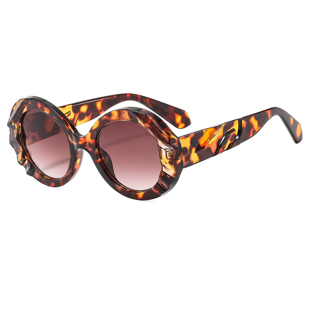 Wholesale Round Pattern Large Frame Contrast Color PC Fashion Sunglasses