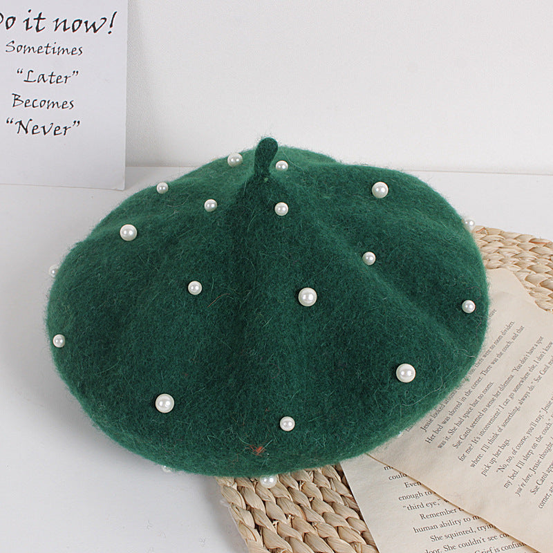 Wholesale Autumn and Winter Pearl Children's Beret Pearl Hat