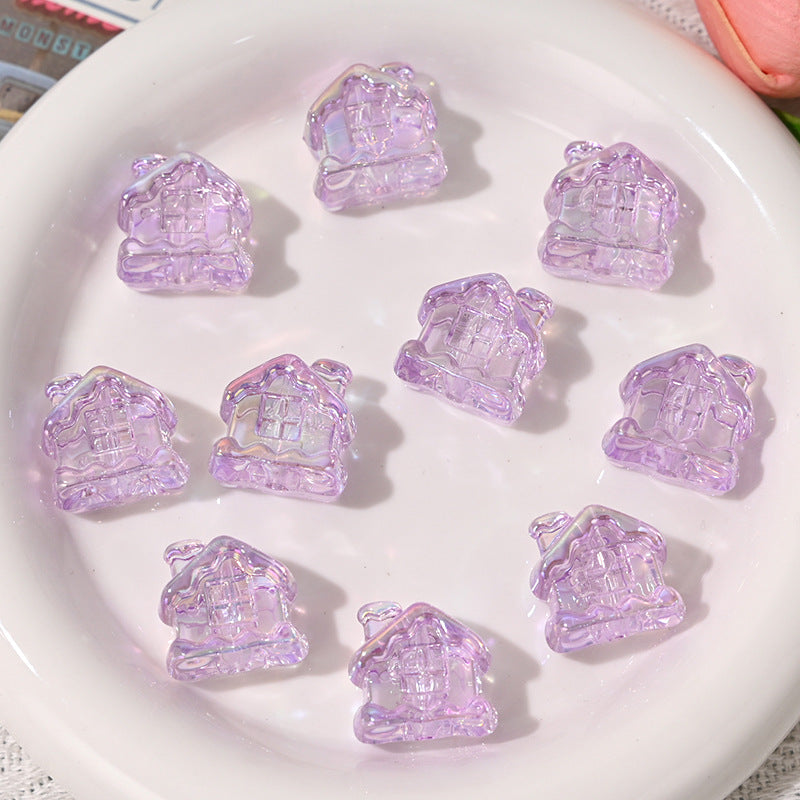 Wholesale 5pcs/pack Cartoon house straight hole beaded