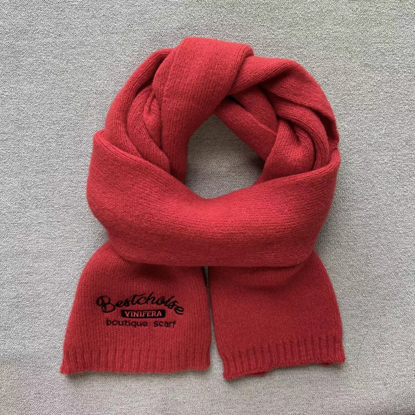 Wholesale Winter 2023 Knitted Warm Solid Color Polyester Scarf
