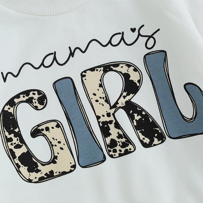 Wholesale Cotton Children's Suit Leopard Print Bell Bottoms Two Piece Set