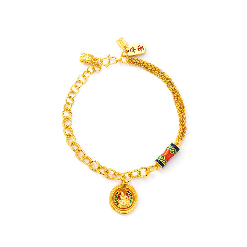 Wholesale Ancient Method Burned Blue Bracelet Female Vietnamese Sand Gold Yellow God of Wealth Jewelry Valentine's Day Girlfriend Birthday Gift