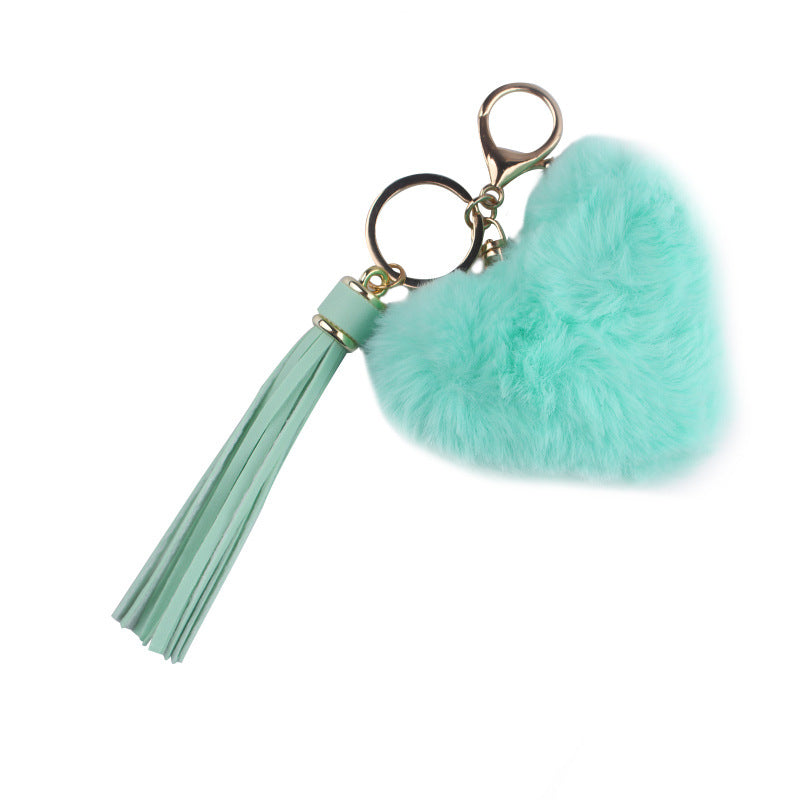 Wholesale Heart Shaped Fur Ball Tassel Keychain
