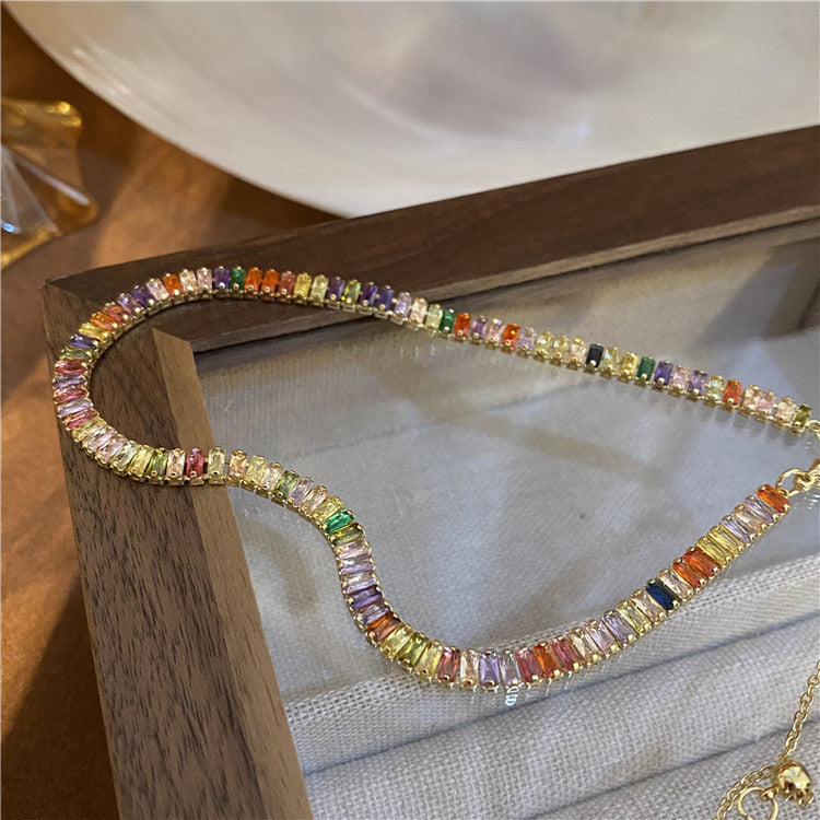 Wholesale Colored Zircon Can Pull Adjust Copper Necklaces