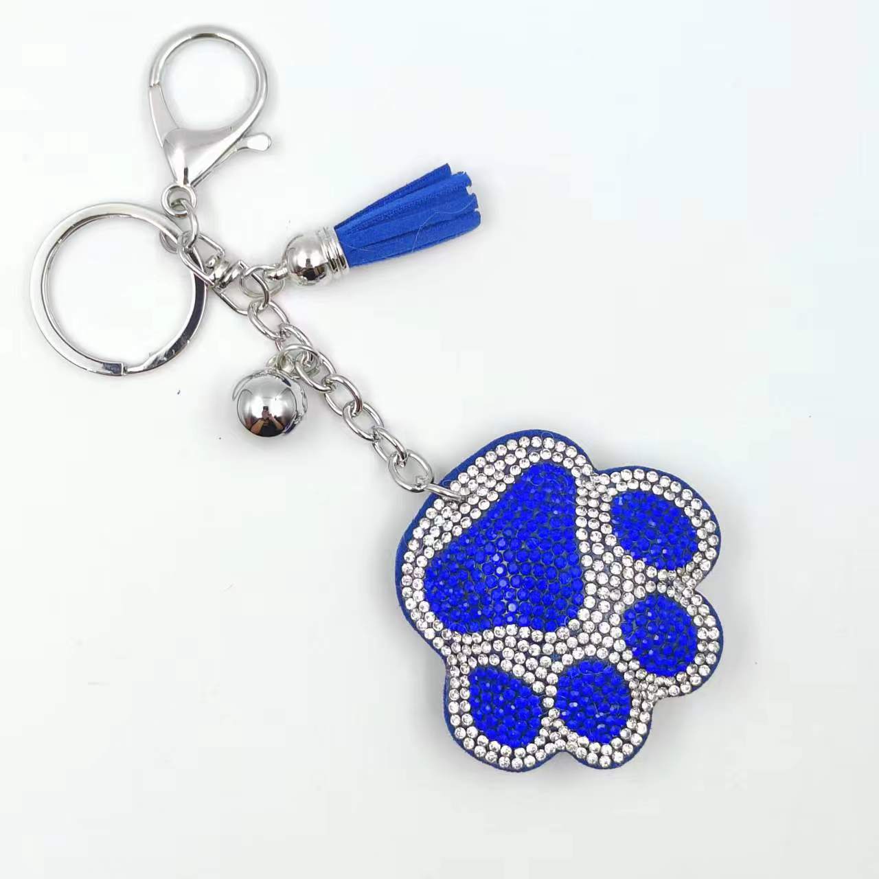 Wholesale diamond creative cartoon bear paw keychain bag tassel pendant