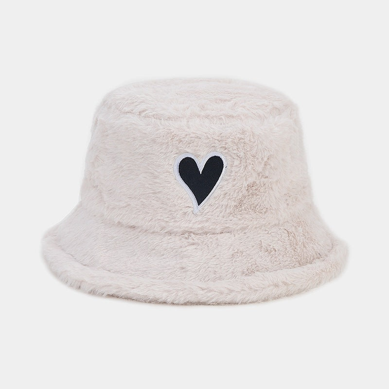 Wholesale Love Patch Bucket Hat Plush Hat