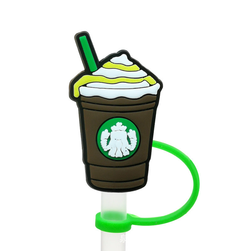 Wholesale 10PCS Coffee Cup Silicone Cartoon Tube Straw Hat