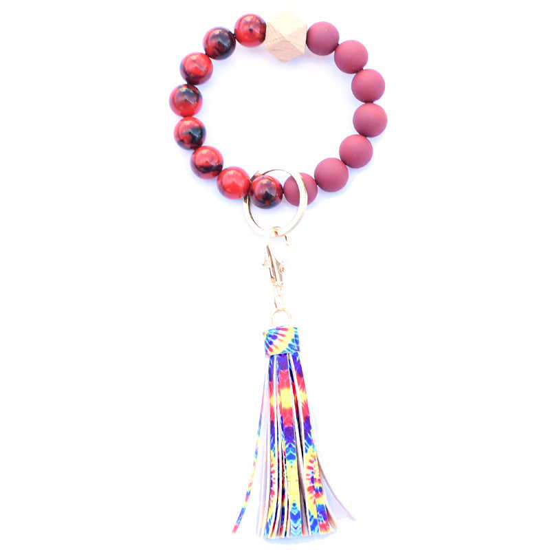 Wholesale Acrylic Beads Wooden Beads PU Tassel Bracelet Keychain