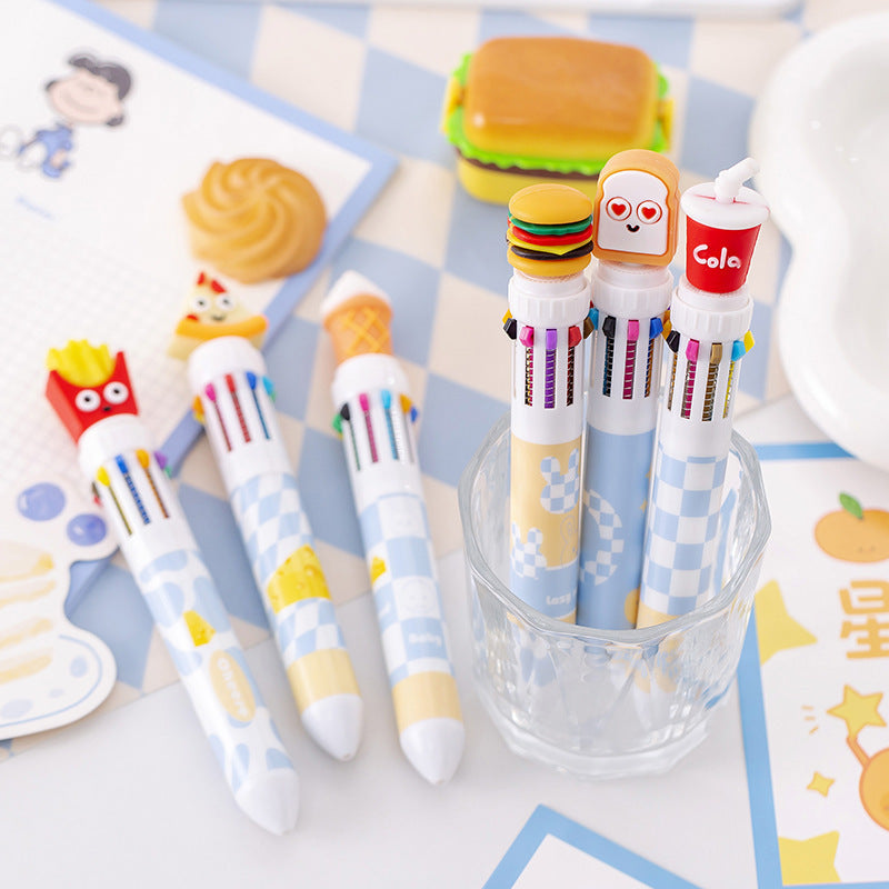 Wholesale Random Style Ten Color Fast Food French Fries Burger Plastic Ballpoint Pen