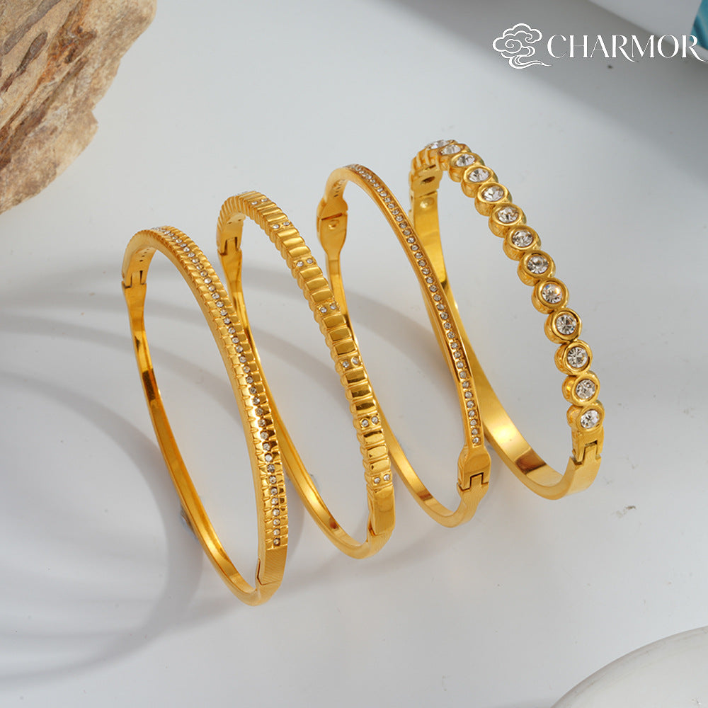 Wholesale minimalist micro-inlaid zircon stacking versatile bracelet