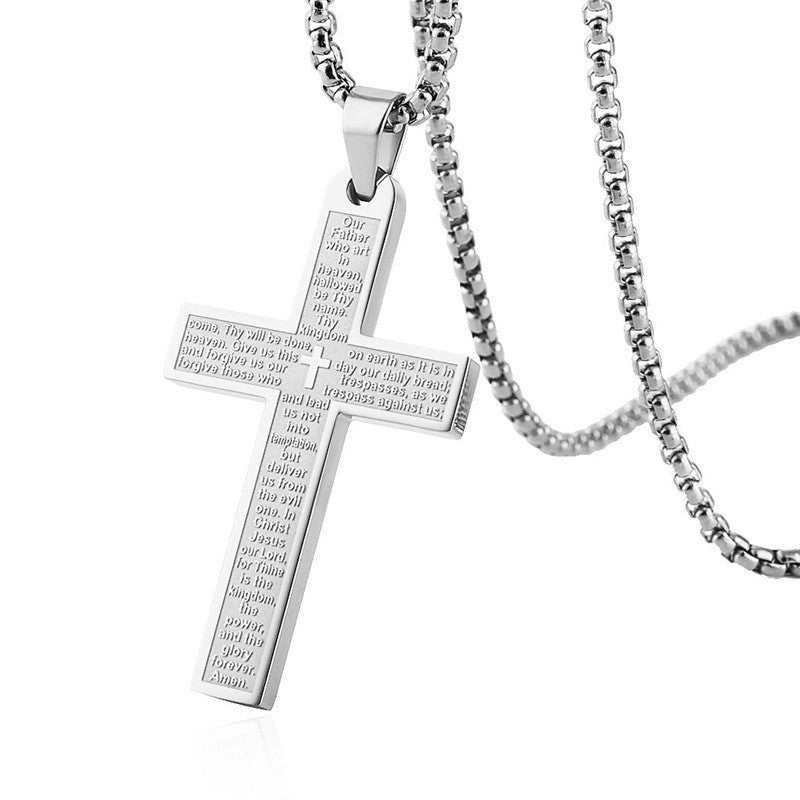Wholesale Cross Scripture Pendant Stainless Steel Necklace