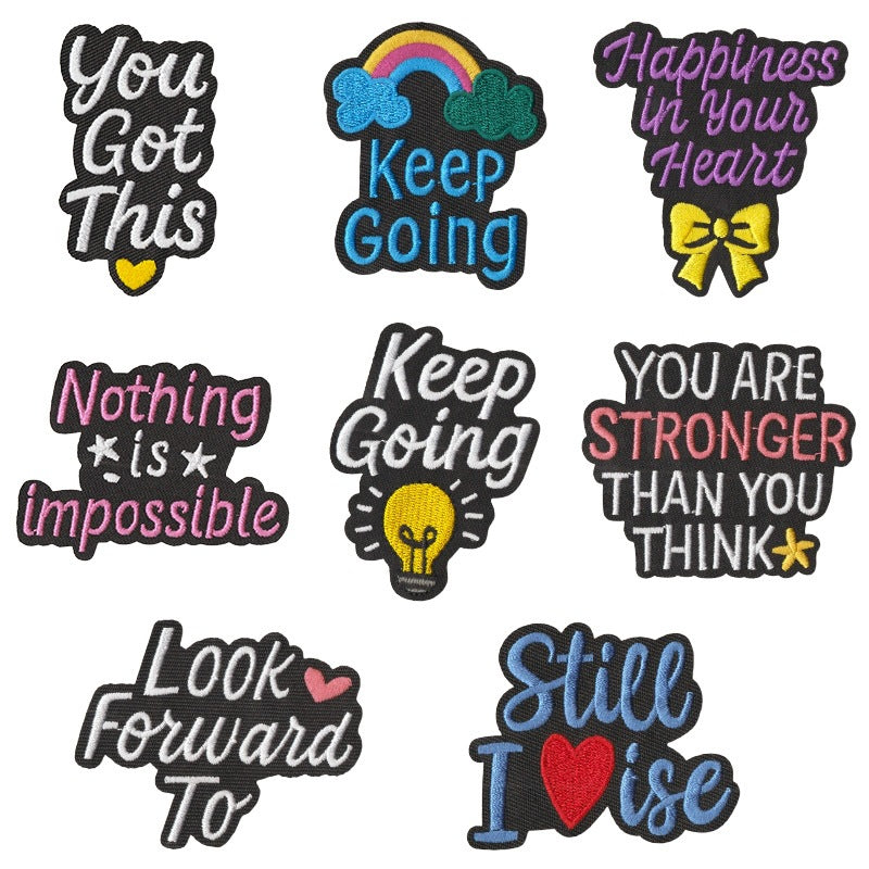 Wholesale Colorful Embroidered English Letter Square Patches Set Of 9 Heat Activated Appliques For Clothing Bags Towels DIY Accessory