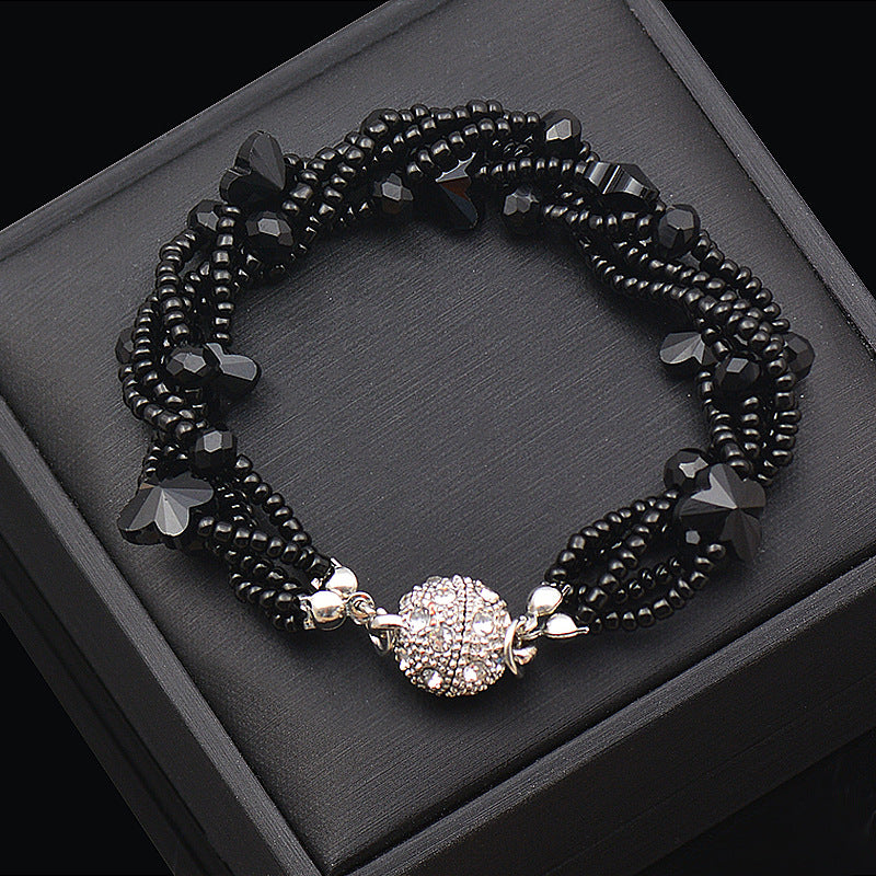 Wholesale Magnet Rhinestone Butterfly Crystal Beads Necklace Bracelet Set