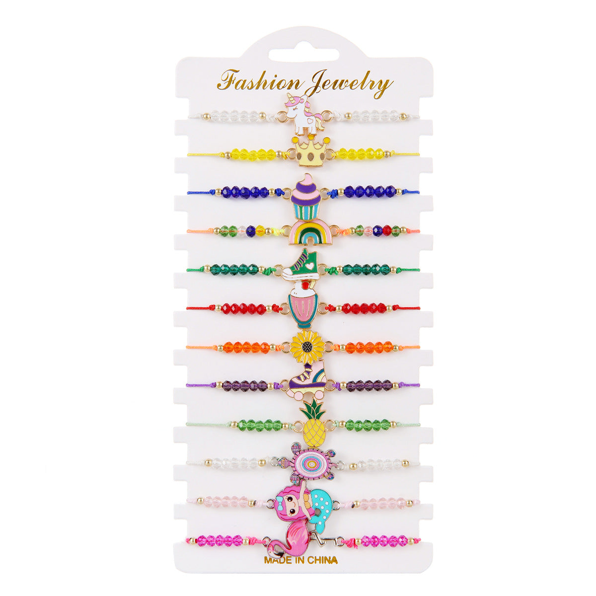 Wholesale Rainbow Unicorn Kids Woven Bracelet