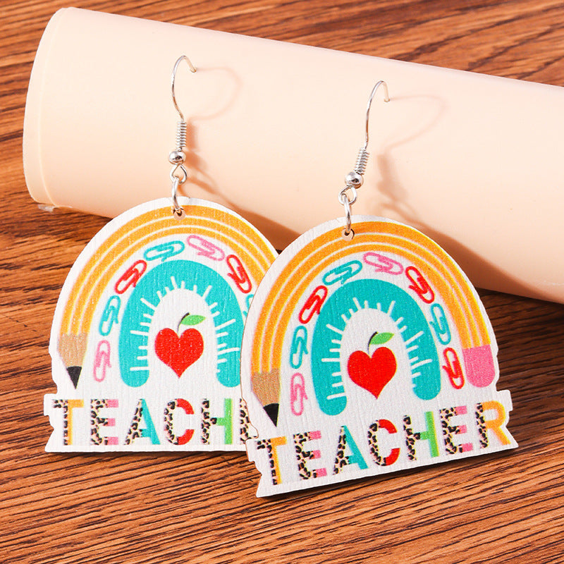 Wholesale Rainbow Series Teachers Day Metal Keychain