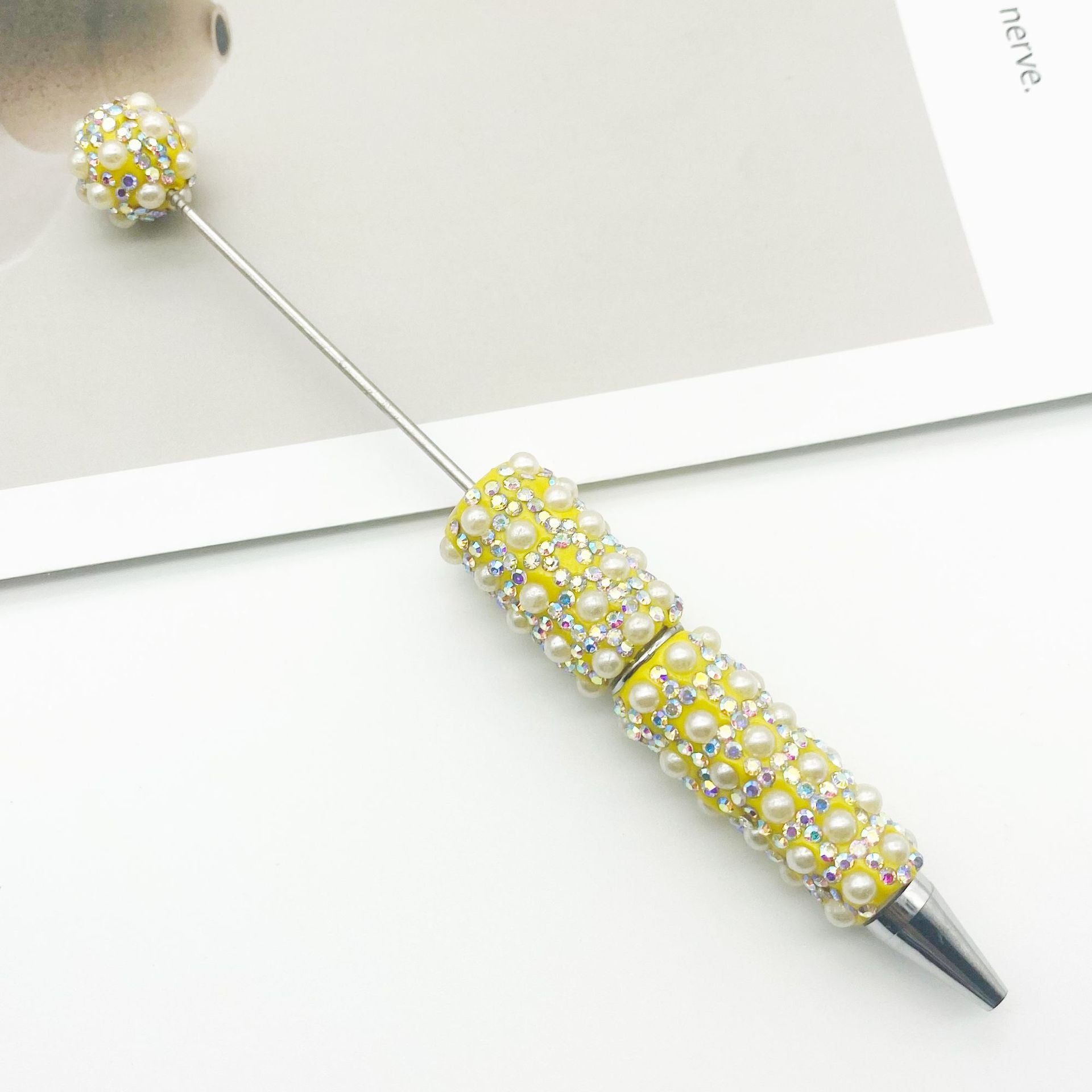 Wholesale Full of Diamonds and Pearls Creative Gradient Bead Piercing DIY Ballpoint Pen