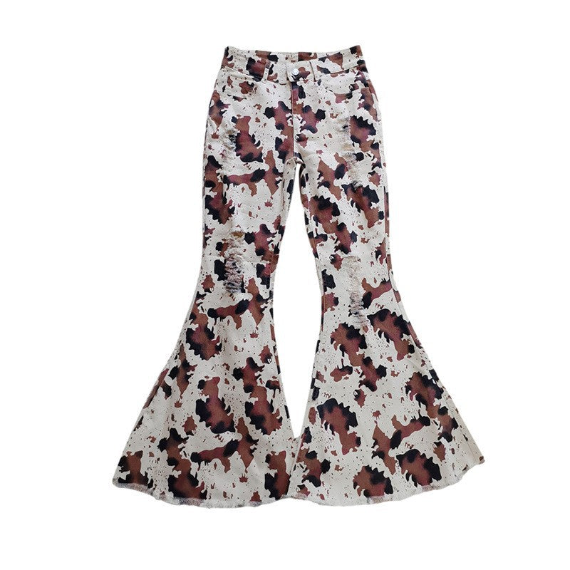 Wholesale Children's Ripped Denim Bell Bottoms