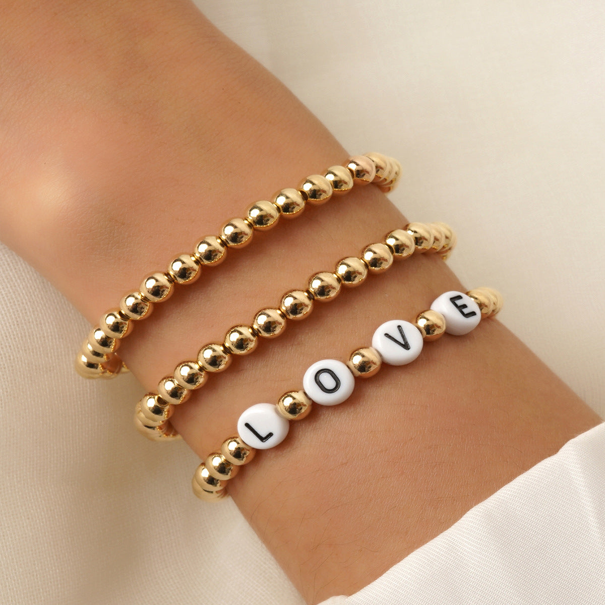 Wholesale Mother's Day Gold Acrylic Beaded Bracelet