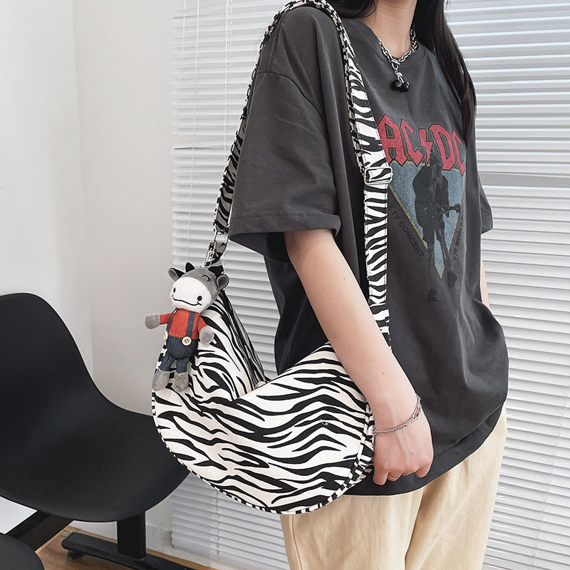 Wholesale Leopard Print Cow Print Bag Large Capacity Simple Canvas Bag Crossbody Bag