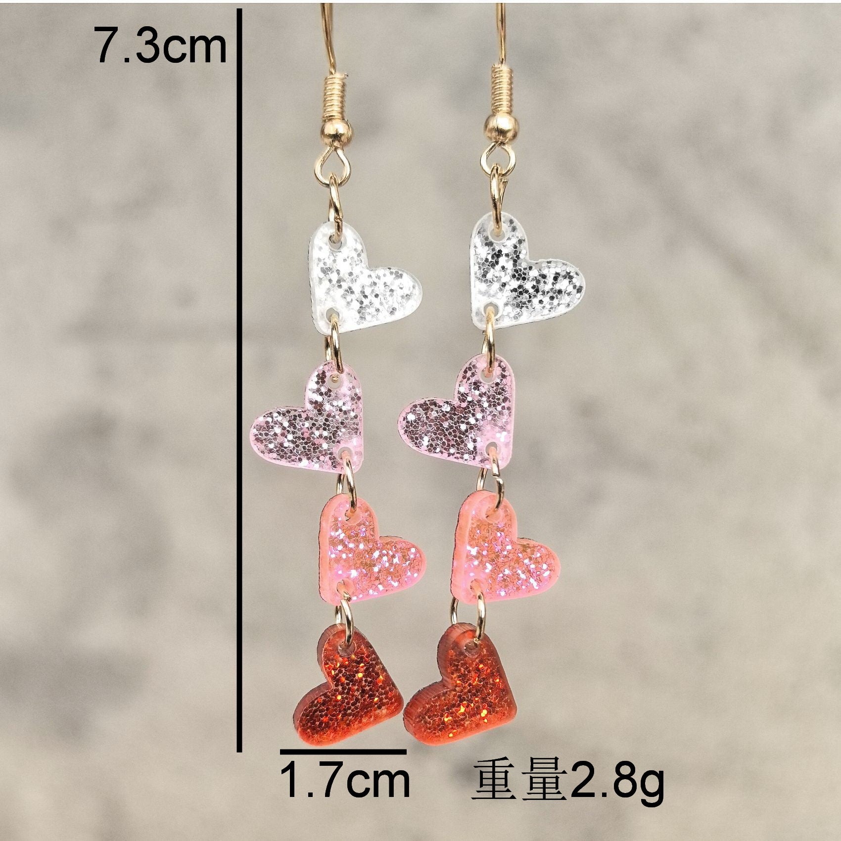 Wholesale Valentine' s Day series pink red sequin love acrylic earrings