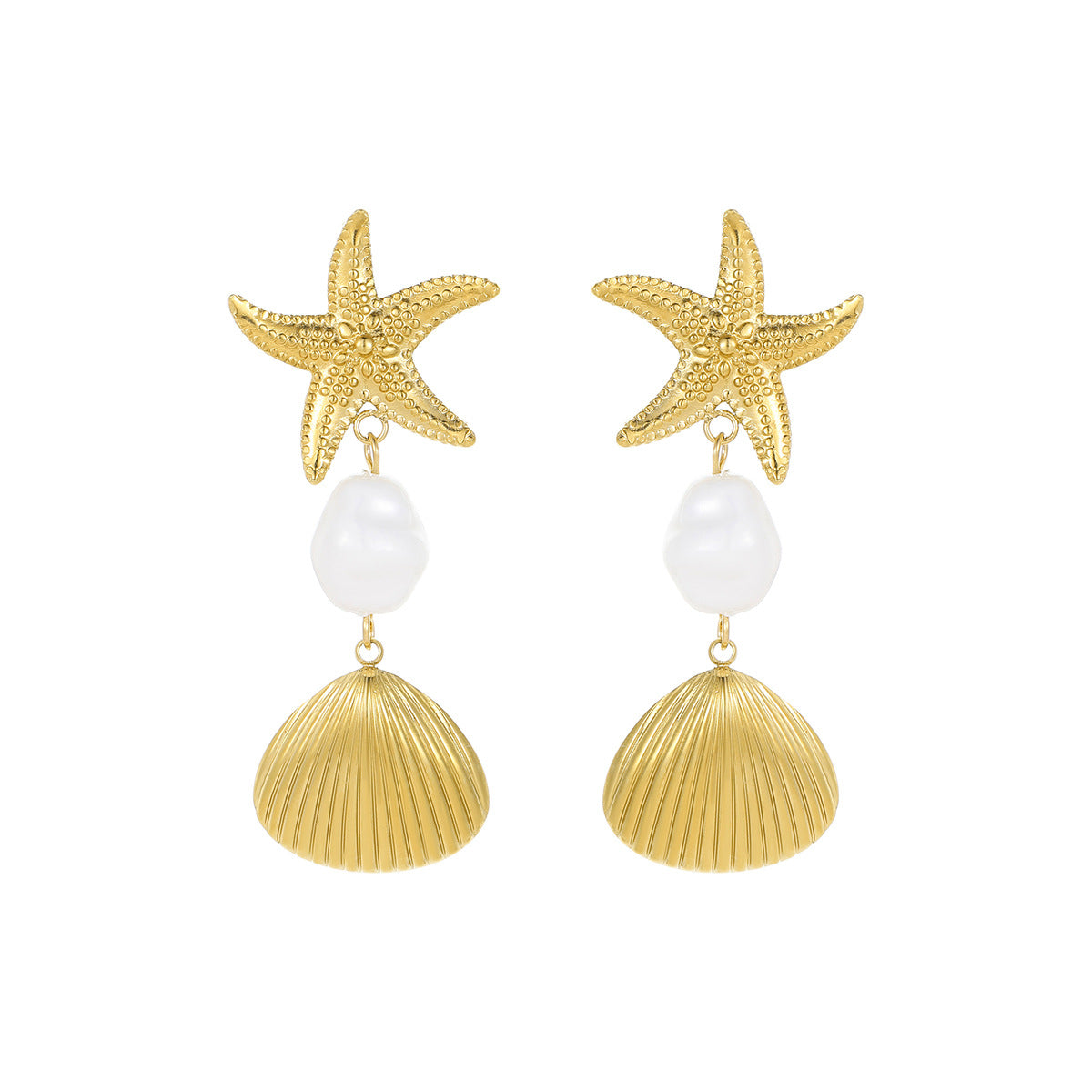 Wholesale Starfish Beach Style Stainless Steel Earrings