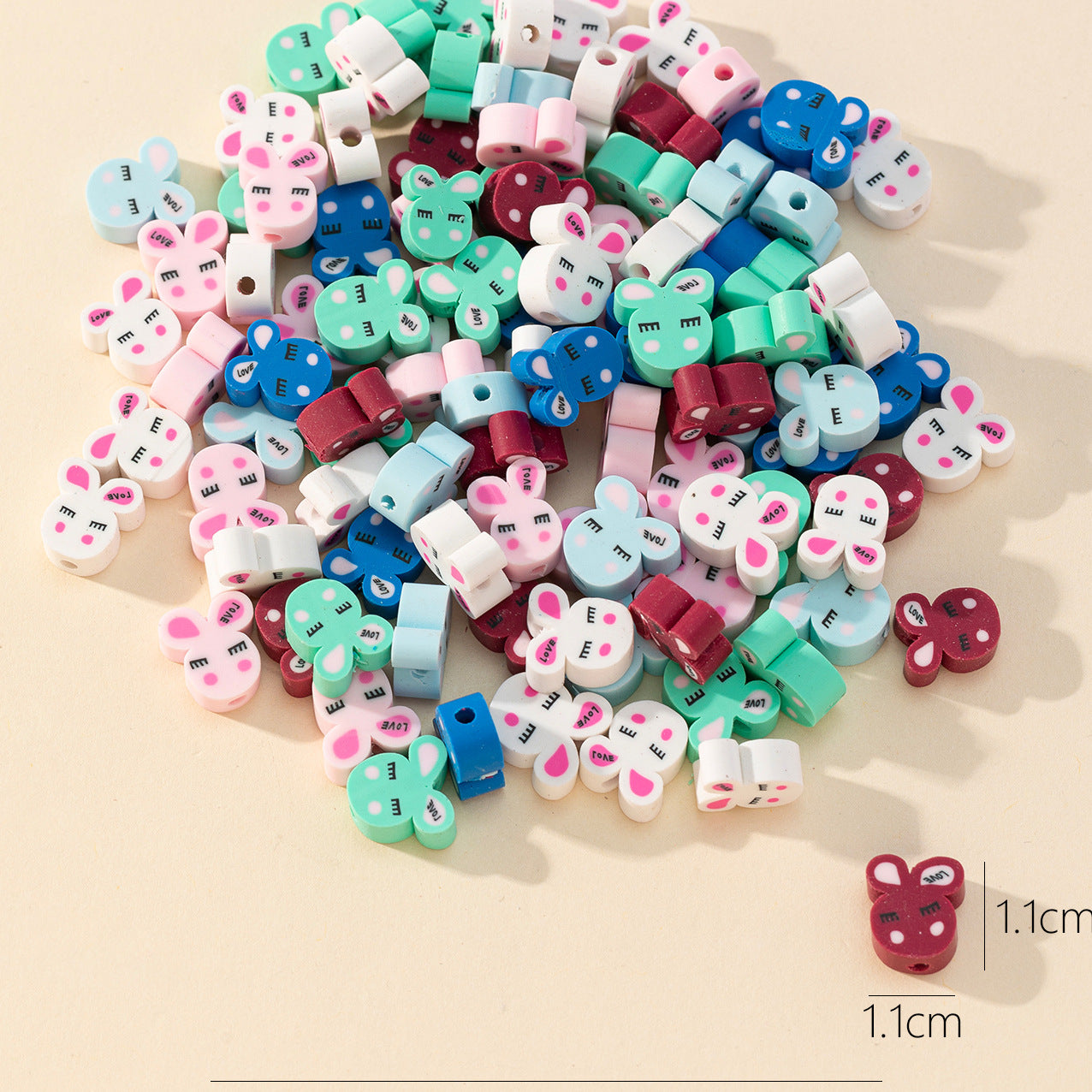 Wholesale 100pcs/pack Cartoon Colorful Rabbit Soft Pottery Sliced Beads