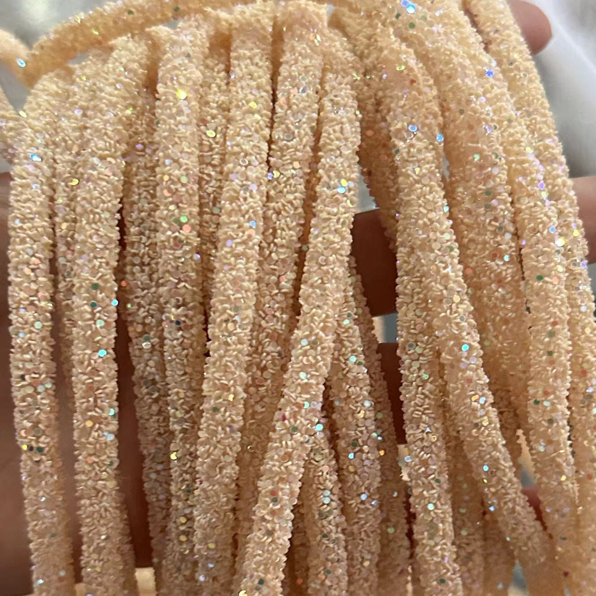 Wholesale  Diy seven-color sequin drill pipe glitter powder rope with rubber hose rainbow shoes and hats drill decorative rope jewelry