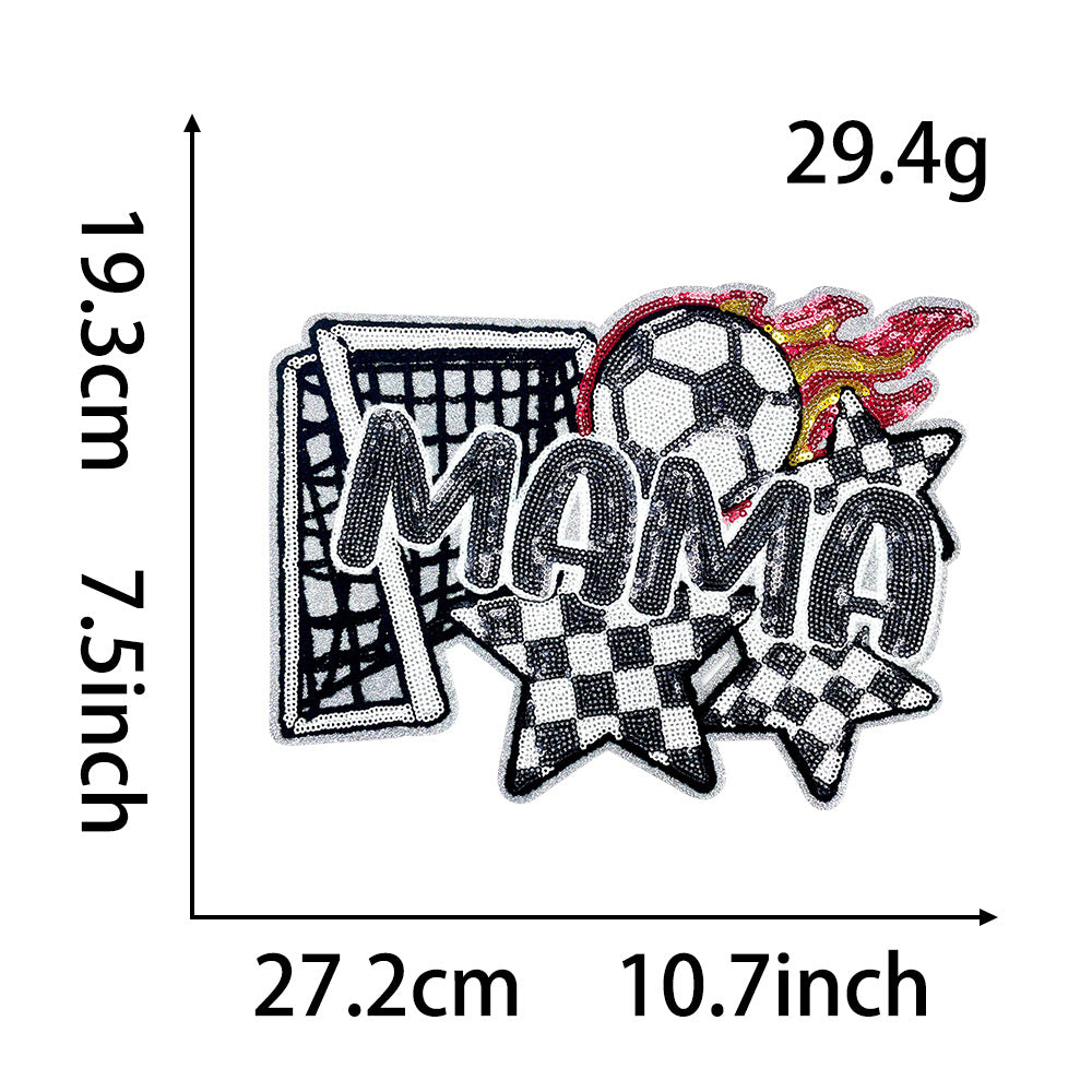 Wholesale Polyester Embroidered Football Patch With Sequins Iron On Applique For Coats Modern Boutique Accessory