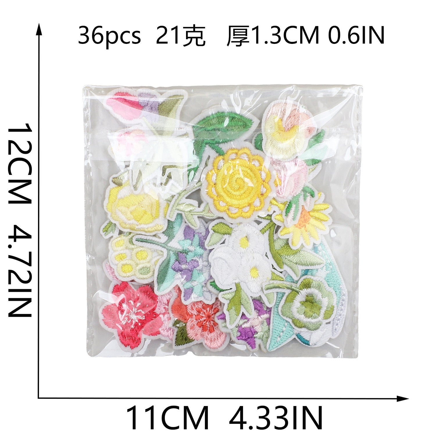 Wholesale Tulip Floral Embroidered Patch Iron On Peony Applique DIY Clothing Bag Decorative Craft Supply