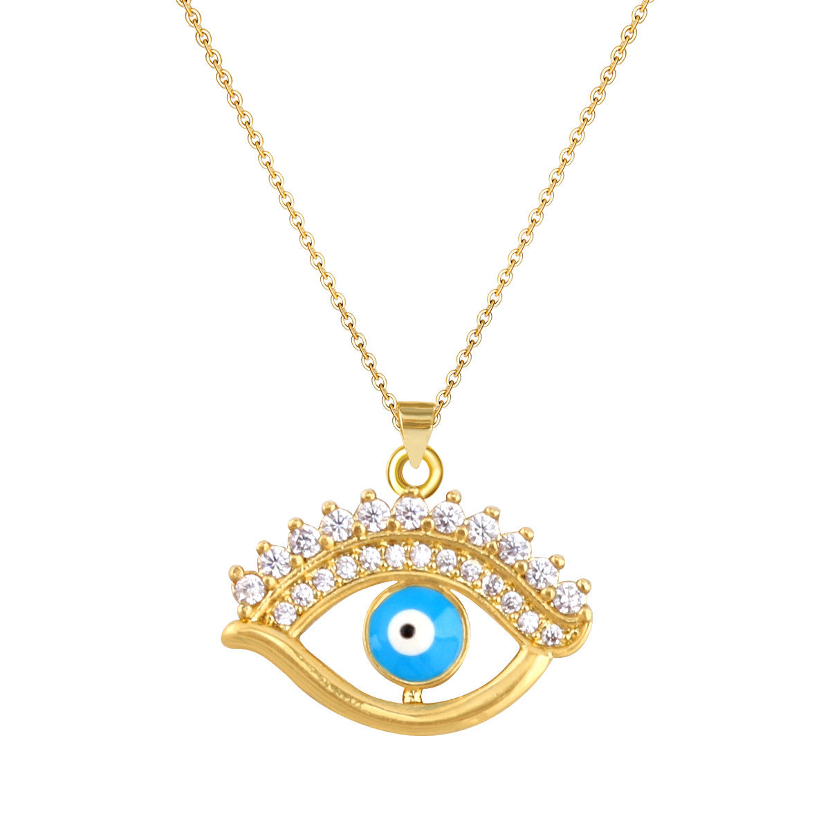 Wholesale Gold Plated Evil Eye Pendant Necklace European Fashion Style Jewelry Accessory For Everyday Gift