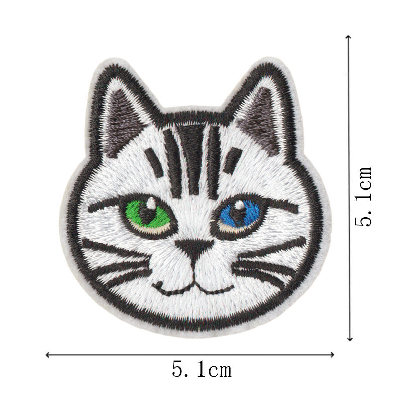 Wholesale Cartoon Cat Embroidery Iron On Patches 9 Pcs Polyester Cotton Clothing Repair Sticker Trendy DIY Fashion Accessory